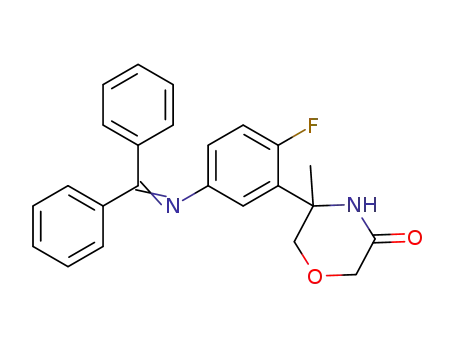 Molecular Structure of 1266784-31-9 ((RS)-5-[5-(benzhydrylidene-amino)-2-fluoro-phenyl]-5-methyl-morpholin-3-one)
