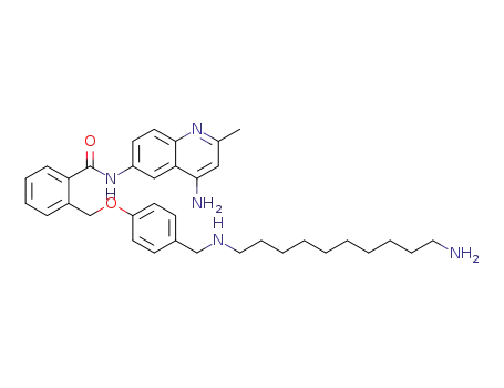 Molecular Structure of 1296210-21-3 (N-(4-amino-2-methylquinolin-6-yl)-2-[4-(10-aminodecylaminomethyl)phenoxymethyl]benzamide)