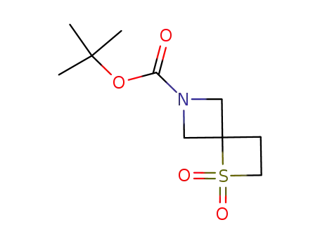 Molecular Structure of 1223573-25-8 (1,1-Dioxo-1-thia-6-azaspiro[3.3]heptane-6-carboxylic acid tert-butyl ester)