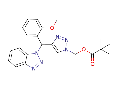 (4-((1H-benzo[d][1,2,3]triazol-1-yl)(2-methoxyphenyl)methyl)-1H-1,2,3-triazol-1-yl)methyl pivalate