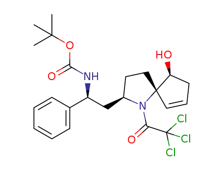 tert-butyl ((S)-2-((2R,5S,9S)-9-hydroxy-1-(2,2,2-trichloroacetyl)-1-azaspiro[4.4]non-6-en-2-yl)-1-phenylethyl)carbamate