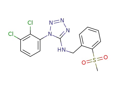 Molecular Structure of 870066-66-3 (1H-Tetrazol-5-amine,
1-(2,3-dichlorophenyl)-N-[[2-(methylsulfonyl)phenyl]methyl]-)
