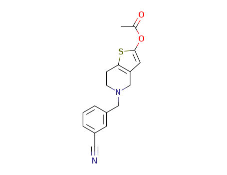 Molecular Structure of 1346456-03-8 ((5-(3-cyanobenzyl)-4,5,6,7-tetrahydrothieno[3,2-c]pyridin-2-yl)acetate)