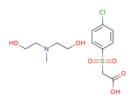 Molecular Structure of 1448165-12-5 (N,N-bis(2-hydroxyethyl)-N-methylammonium 2-(4-chlorophenylsulfonyl)acetate)