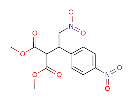 Molecular Structure of 100796-42-7 (PROPANEDIOIC ACID, 2-[2-NITRO-1-(4-NITROPHENYL)ETHYL]-, 1,3-DIMETHYL ESTER)