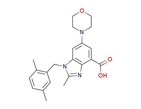 Molecular Structure of 1372540-88-9 (1-[(2,5-dimethylphenyl)methyl]-2-methyl-6-(4-morpholinyl)-1H-benzimidazole-4-carboxylic acid)