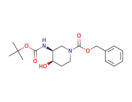 Molecular Structure of 1549812-65-8 ((3S,4R)-benzyl 3-((tert-butoxycarbonyl)amino)-4-hydroxypiperidine-1-carboxylate)
