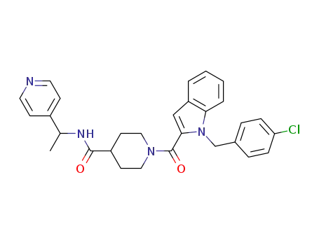 Molecular Structure of 1401618-71-0 (1-(1-(4-chlorobenzyl)-1H-indole-2-carbonyl)-N-(1-(pyridin-4-yl)ethyl)piperidine-4-carboxamide)