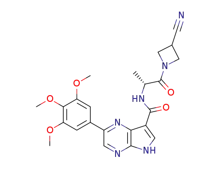 Molecular Structure of 1334674-45-1 (2-(3,4,5-trimethoxyphenyl)-5H-pyrrolo[2,3-b]pyrazine-7-carboxylic acid [(R)-2-(3-cyanoazetidin-1-yl)-1-methyl-2-oxoethyl]amide)