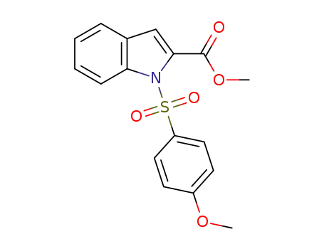 Molecular Structure of 113072-27-8 (1H-Indole-2-carboxylic acid, 1-[(4-methoxyphenyl)sulfonyl]-, methyl ester)