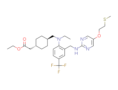 Cyclohexaneacetic acid, 4-[[ethyl[2-[[[5-[2-(methylthio)ethoxy]-2-pyrimidinyl]amino]methyl]-4-(trifluoromethyl)phenyl]amino]methyl]-, ethyl ester, trans-