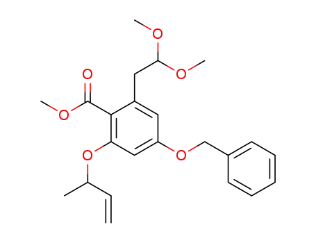Molecular Structure of 1309953-42-1 (methyl 4-benzyloxy-2-(but-3-en-2-yloxy)-6-(2,2-dimethoxyethyl)benzoate)