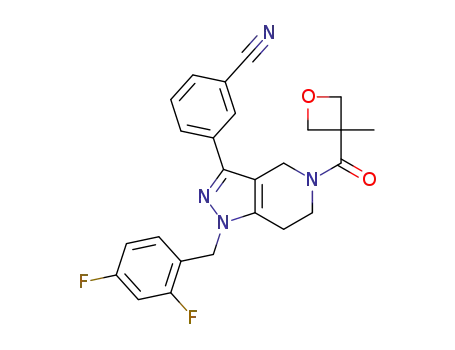 3-[1-(2,4-difluorobenzyl)-5-(3-methyloxetane-3-carbonyl)-4,5,6,7-tetrahydro-1H-pyrazolo[4,3-c]pyridin-3-yl]benzonitrile