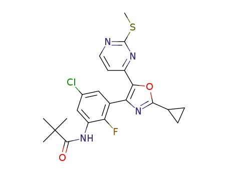 N-(5-chloro-3-(2-cyclopropyl-5-(2-(methylthio)pyrimidin-4-yl)oxazol-4-yl)-2-fluorophenyl)pivalamide