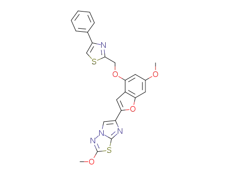 2-Methoxy-6-(6-methoxy-4-((4-phenylthiazol-2-yl)methoxy)benzofuran-2-yl)imidazo[2,1-b][1,3,4]thiadiazole