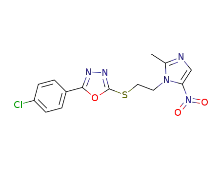 2-(4-Chlorophenyl)-5-((2-(2-methyl-5-nitro-1H-imidazol-1-yl)ethyl)thio)-1,3,4-oxadiazole