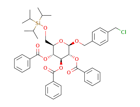 Molecular Structure of 1300064-22-5 (4-(chloromethyl)benzyl 2,3,4-tri-O-benzoyl-6-O-triisopropylsilyl-β-D-glucopyranoside)
