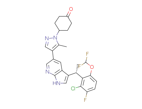 4-[4-(3-{(1S)-1-[2-chloro-6-(difluoromethoxy)-3-fluorophenyl]ethyl}-1H-pyrrolo[2,3-b]pyridin-5-yl)-5-methyl-1H-pyrazol-1-yl]cyclohexanone