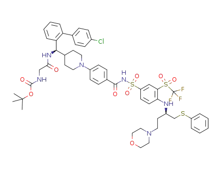 tert-butyl 2-((R)-(4'-chlorobiphenyl-2-yl)(1-(4-(4-((R)-4-morpholino-1-(phenylthio)butan-2-yl amino)-3-(trifluoromethylsulfonyl)phenylsulfonylcarbamoyl)phenyl)piperidin-4-yl)methylamino)-2-oxoethylcarbamate