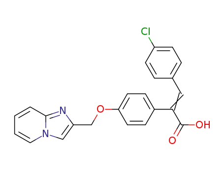 Molecular Structure of 1346569-76-3 (3-(4-chlorophenyl)-2-[4-(imidazo[1,2-a]pyridin-2-ylmethoxy)phenyl]prop-2-enoic acid)