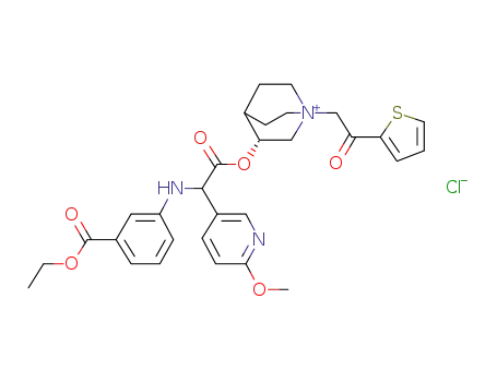 (3R)-3-(2-(3-(ethoxycarbonyl)phenylamino)-2-(6-methoxypyridin-3-yl)acetoxy)-1-(2-oxo-2-(thiophen-2-yl)ethyl)-1-azoniabicyclo[2.2.2]octane chloride