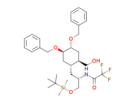 N-((S)-1-((1R,2R,4R,5R)-4,5-bis(benzyloxy)-2-(hydroxymethyl)cyclohexyl)-3-(tert-butyldimethylsilyloxy)propan-2-yl)-2,2,2-trifluoroacetamide