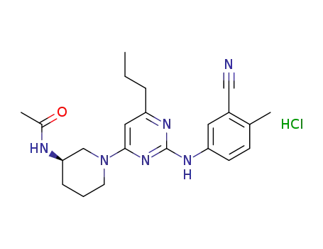 Molecular Structure of 1394805-32-3 ((R)-N-{1-[2-(3-cyano-4-methylphenylamino)-6-propylpyrimidin-4-yl]piperidin-3-yl}acetamide hydrochloride)