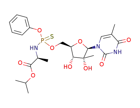 Molecular Structure of 1365634-66-7 (2'-C-methylthymidine 5'-(O-phenyl-N-(S)-1-(isopropoxycarbonyl)ethyl)thiophosphoramidate)