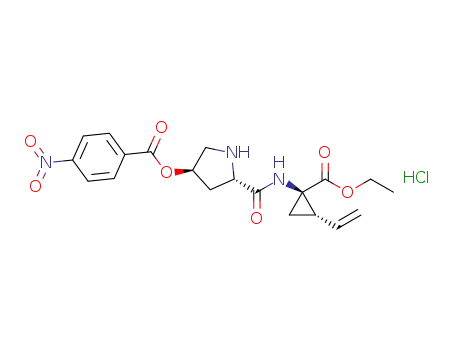 Molecular Structure of 1352302-75-0 ((2S,4R)-2-((1R,2S)-1-(ethoxycarbonyl)-2-vinylcyclopropylcarbamoyl)-4-(4-nitrobenzoyloxy)pyrrolidinium chloride)