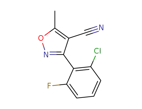 Molecular Structure of 175204-41-8 (3-(2-CHLORO-6-FLUOROPHENYL)-5-METHYLISOXAZOLE-4-CARBONITRILE)