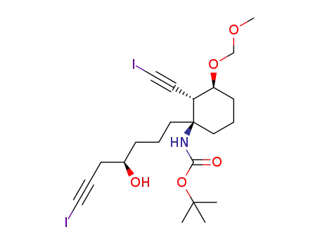 tert-butyl (1R,2S,3S)-1-((R)-4-hydroxy-7-iodohept-6-ynyl)-2-(iodoethynyl)-3-(methoxymethoxy)cyclohexylcarbamate
