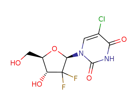 Molecular Structure of 132786-36-8 (1-(2-deoxy-2,2-difluoro-β-D-erythro-pentofuranos-1-yl)-5-chlorouracil)