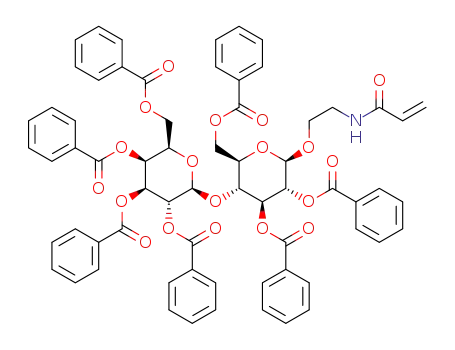 Molecular Structure of 1318074-08-6 (2-(N-acryloylamino)ethyl (2,3,4,6-tetra-O-benzoyl-β-D-galactopyranosyl)-(1->4)-2,3,6-tri-O-benzoyl-β-D-glucopyranoside)