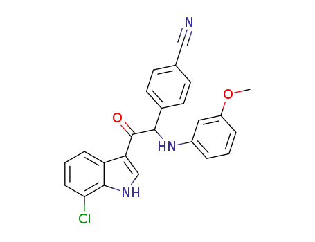 4-(2-(7-chloro-1H-indol-3-yl)-1-((3-methoxyphenyl)amino)-2-oxoethyl)benzonitrile
