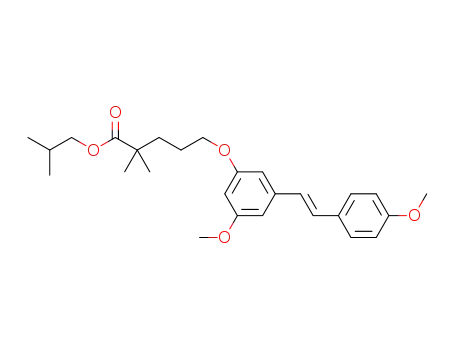 Molecular Structure of 1260495-20-2 (3,4'-dimethoxy-5-(4-methyl-4-isobutoxycarbonylpentyloxy)-(E)-stilbene)