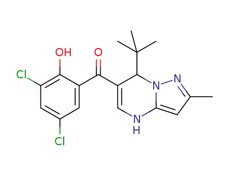 (7-(tert-butyl)-2-methyl-4,7-dihydropyrazolo[1,5-a]pyrimidin-6-yl)(3,5-dichloro-2-hydroxyphenyl)methanone