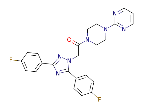 Molecular Structure of 1447723-49-0 (2-(3,5-bis-(4-fluoro-phenyl)-(1,2,4)triazol-1-yl)-1-(4-pyrimidin-2-yl-piperazin-1-yl)-ethanone)