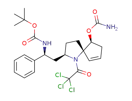 tert-butyl ((S)-2-((2R,5S,9S)-9-(carbamoyloxy)-1-(2,2,2-trichloroacetyl)-1-azaspiro[4.4]non-6-en-2-yl)-1-phenylethyl)carbamate