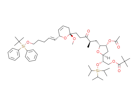 (S)-2-((2S,4R,5R)-4-acetoxy-5-((R)-5-((2S,6R)-6-((E)-5-((tertbutyldiphenylsilyl)oxy)pent-1-en-1-yl)-2-methoxy-3,6-dihydro-2H-pyran-2-yl)-2-methyl-3-oxopentyl)tetrahydrofuran-2-yl)-2-((triisopropylsilyl)oxy)ethyl pivalate