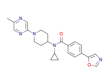 Molecular Structure of 1400707-76-7 (N-cyclopropyl-N-[1-(5-methylpyrazin-2-yl)piperidin-4-yl]-4-oxazol-5-ylbenzamide)