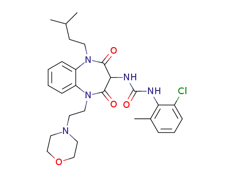 N-{2,4-dioxo-1-(3-methyl-1-butyl)-5-[2-(morpholin-4-yl)ethyl]-2,3,4,5-tetrahydro-1H-1,5-benzodiazepin-3-yl}-N'-[2-chloro-6-methylphenyl]urea