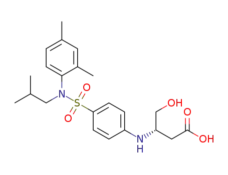 Molecular Structure of 1429347-11-4 ((S)-3-((4-(N-(2,4-dimethylphenyl)-N-isobutylsulfamoyl)phenyl)amino)-4-hydroxybutanoic acid)