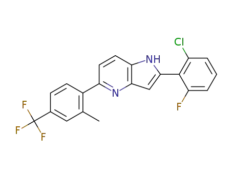 Molecular Structure of 1443732-65-7 (2-(2-chloro-6-fluorophenyl)-5-(2-methyl-4-(trifluoromethyl)phenyl)-1H-pyrrolo[3,2-b]pyridine)