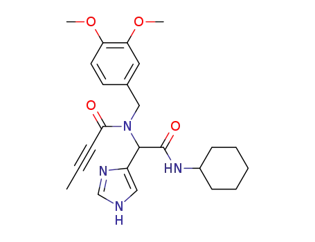 Molecular Structure of 1428943-59-2 (N-(2-(cyclohexylamino)-1-(1H-imidazol-4-yl)-2-oxoethyl)-N-(3,4-dimethoxybenzyl)but-2-ynamide)