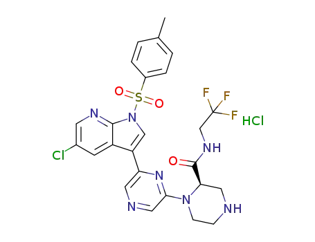 (2R)-1-(6-{5-chloro-1-[(4-methylphenyl)sulfonyl]-1H-pyrrolo[2,3-b]pyridin-3-yl}pyrazin-2-yl)-N-(2,2,2-trifluoroethyl)piperazine-2-carboxamide hydrochloride