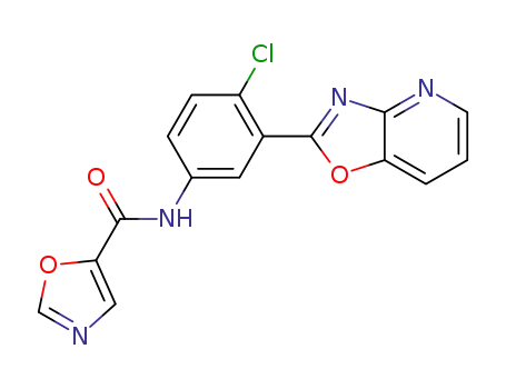 Molecular Structure of 1448806-06-1 (N-(4-chloro-3-(oxazolo[4,5-b]pyridin-2-yl)phenyl)oxazole-5-carboxamide)