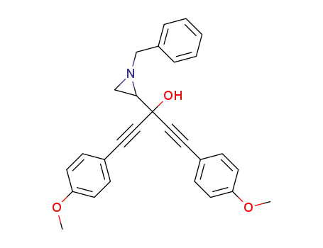 Molecular Structure of 1380597-13-6 (3-(1-benzylaziridin-2-yl)-1,5-bis(4-methoxyphenyl)penta-1,4-diyn-3-ol)