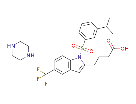 1-[[3-(1-methylethyl)phenyl]sulphonyl]-5-(trifluoromethyl)-1H-indole-2-butanoic acid piperazine salt