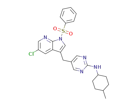 Molecular Structure of 1344666-84-7 ([5-(1-benzenesulfonyl-5-chloro-1H-pyrrolo[2,3-b]pyridin-3-ylmethyl)-pyrimidin-2-yl]-(4-methyl-cyclohexyl)-amine)