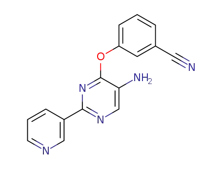 Molecular Structure of 1298101-15-1 (3-(5-Amino-2-pyridin-3-yl-pyrimidin-4-yloxy)-benzonitrile)